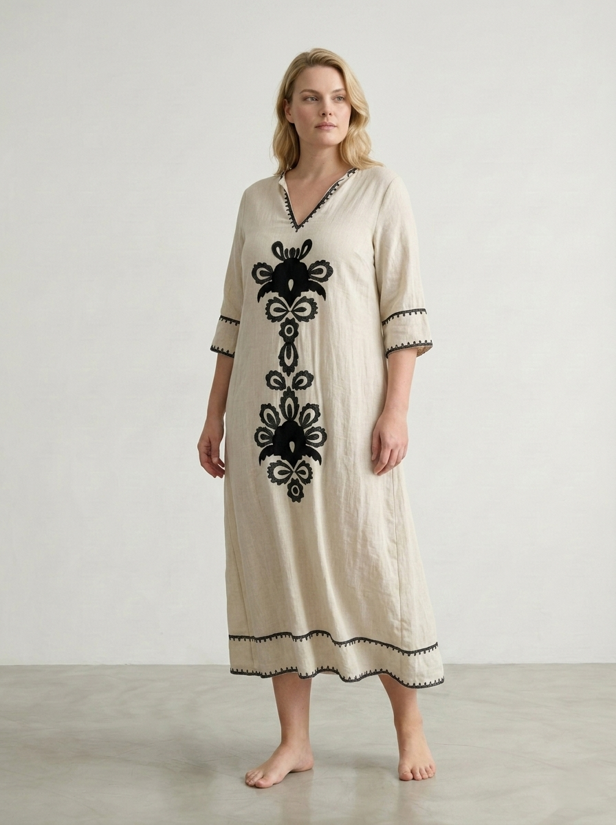 EMBROIDERED KAFTAN DRESS