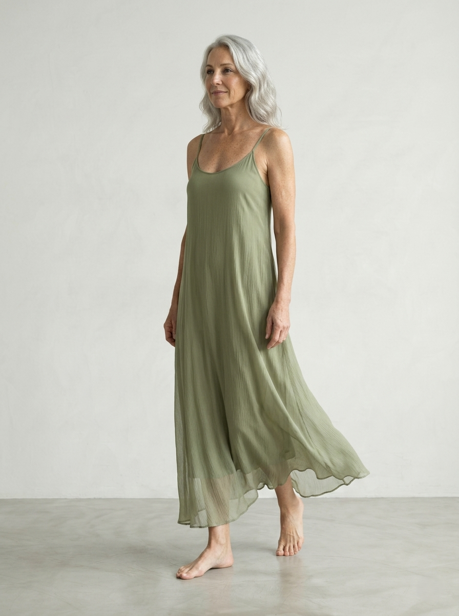 SILK SLIP MIDI DRESS