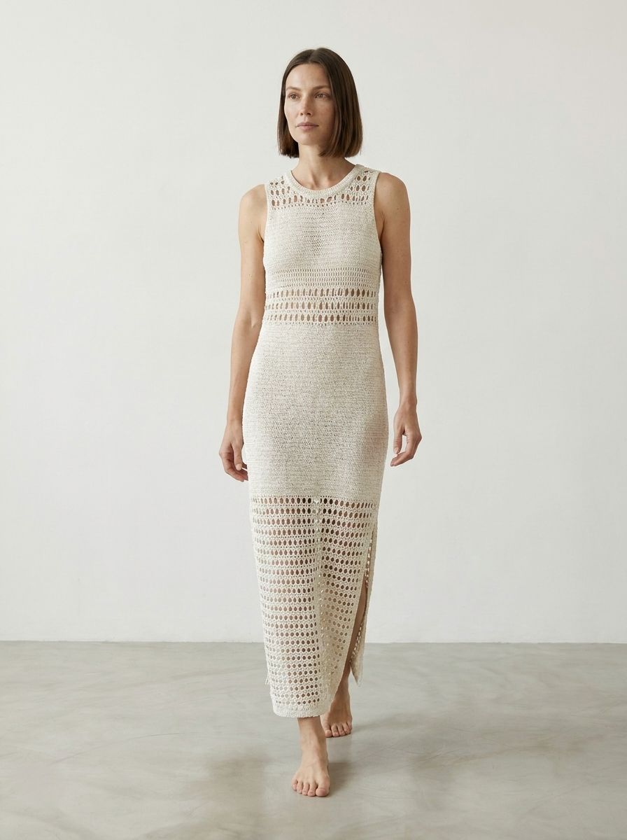 SLEEVELESS KNITTED GLITTER DRESS