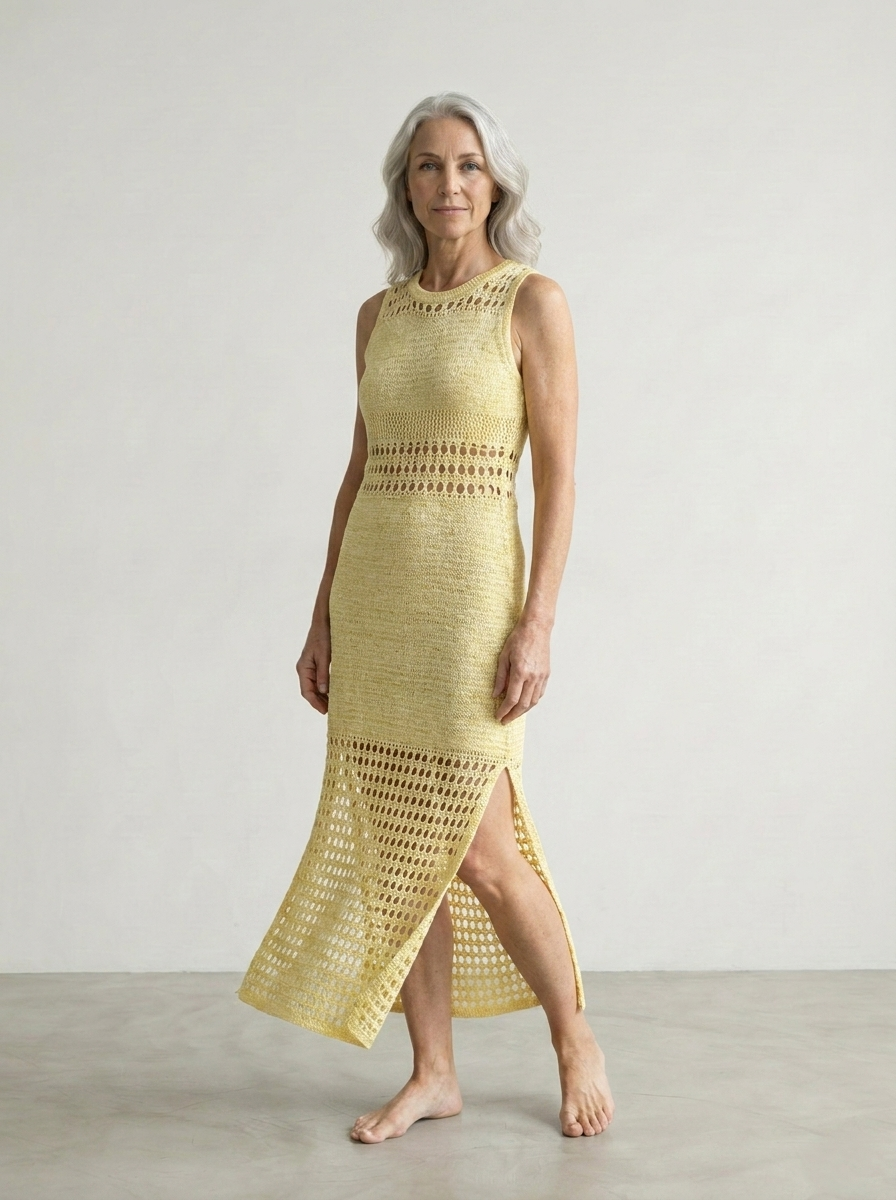 SLEEVELESS KNITTED GLITTER DRESS