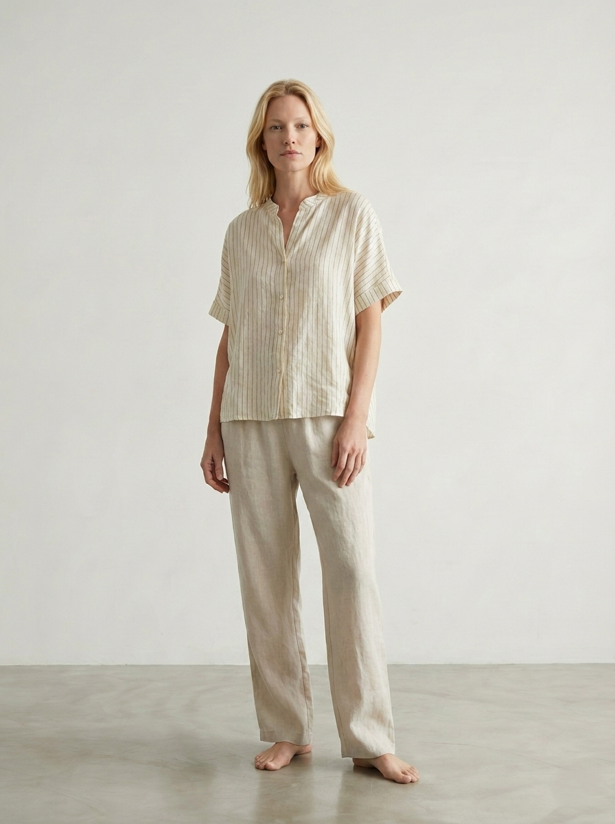 STRIPED FRONT-KNOT SHIRT