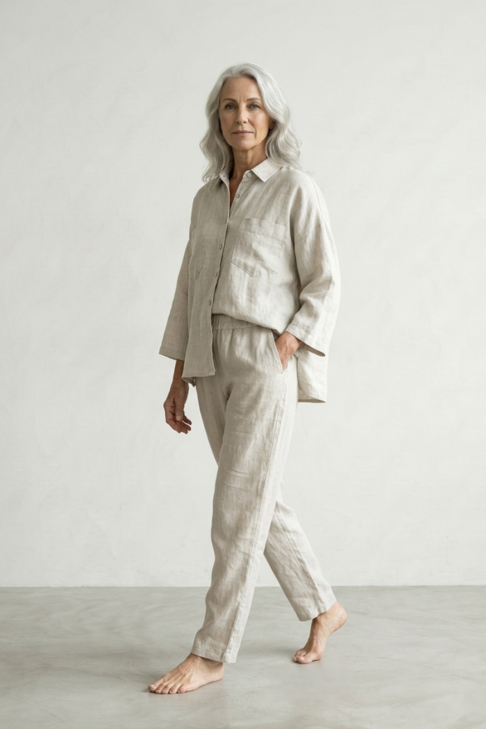 BOXY LINEN SHIRT - BEIGE, ONE SIZE