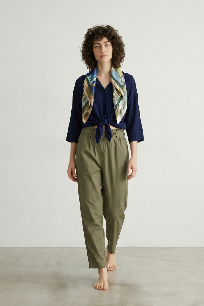 LIGHTWEIGHT CROPPED SHIRT - COBALT, ONE SIZE