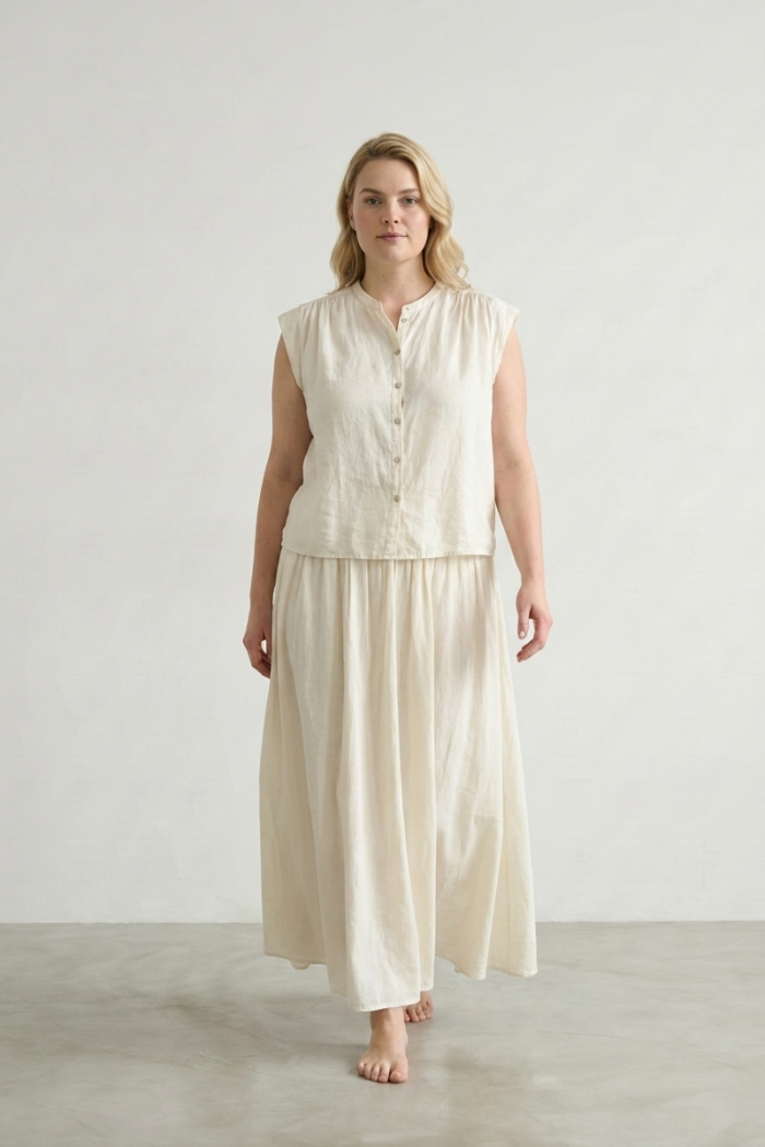 LIGHTWEIGHT COTTON TOP - BUTTER, ONE SIZE
