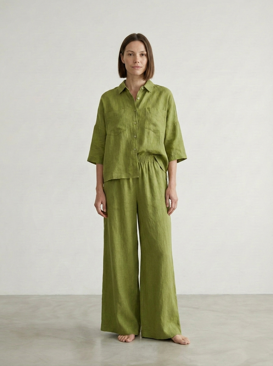 WIDE-LEG LINEN TROUSERS