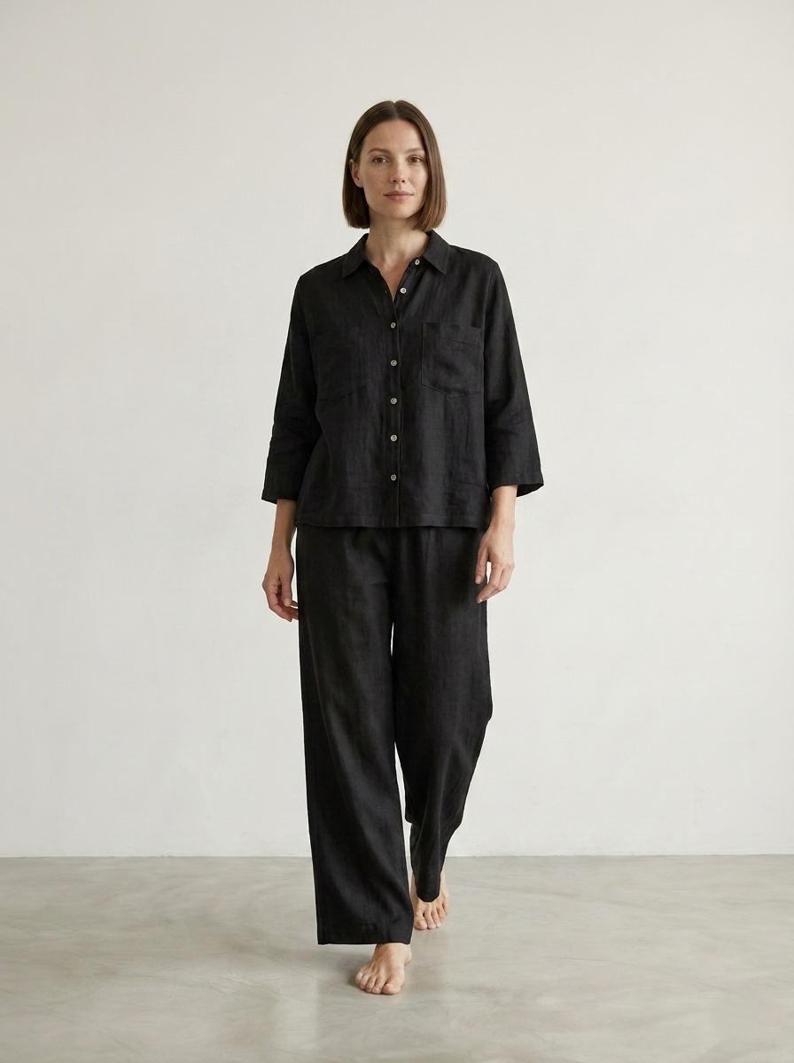 WIDE-LEG LINEN TROUSERS