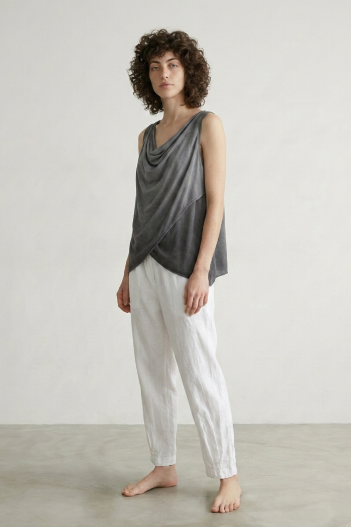ELASTICATED VISCOSE CIGARETTE TROUSERS - WHITE, ONE SIZE