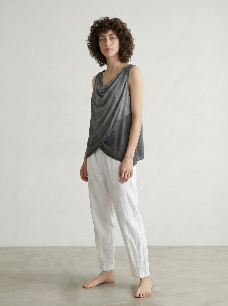ELASTICATED VISCOSE CIGARETTE TROUSERS