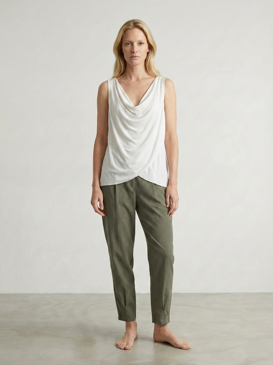 ELASTICATED VISCOSE CIGARETTE TROUSERS