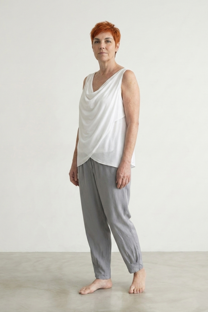 ELASTICATED VISCOSE CIGARETTE TROUSERS - GREY, ONE SIZE
