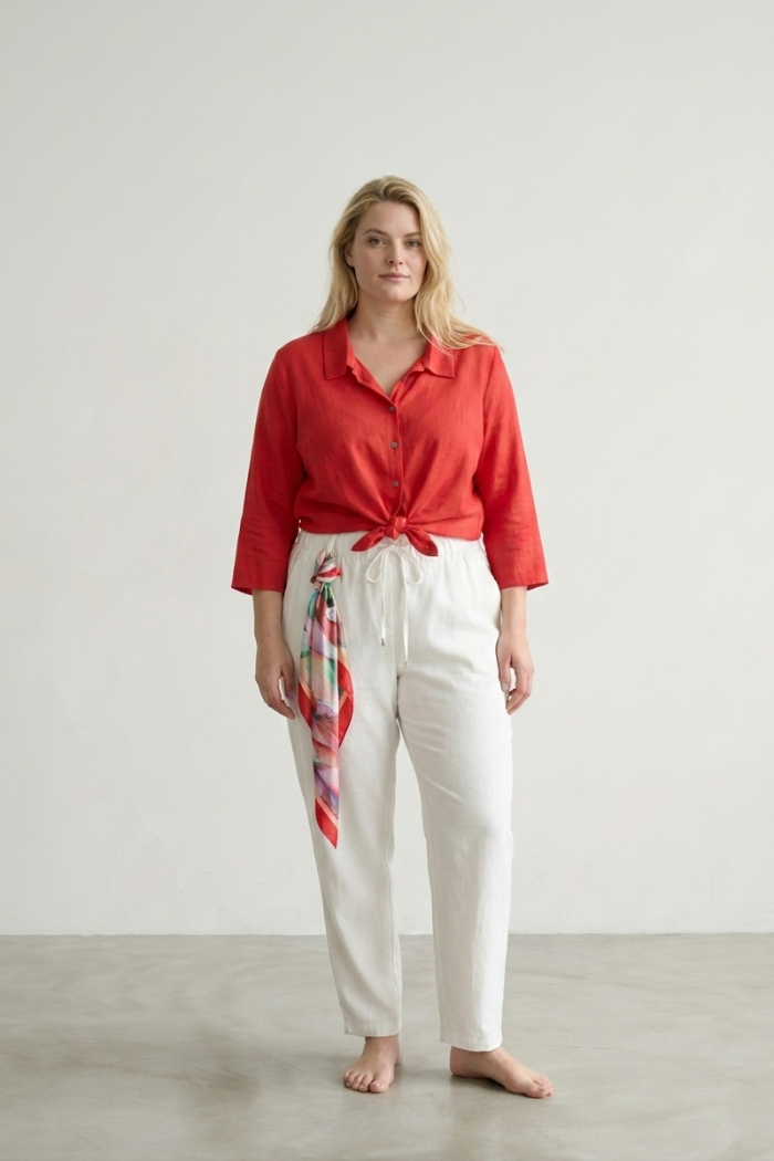 ELASTICATED COTTON CIGARETTE TROUSERS - WHITE, ONE SIZE