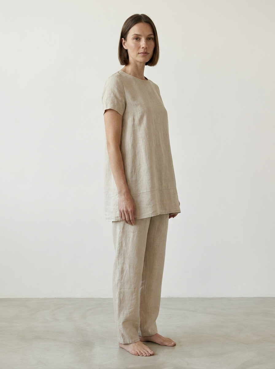 SLIM STRAIGHT LINEN TROUSERS