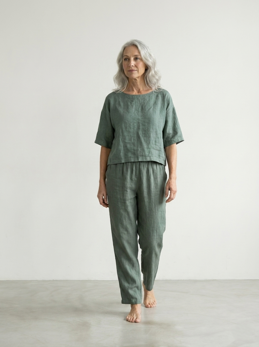 SLIM STRAIGHT LINEN TROUSERS