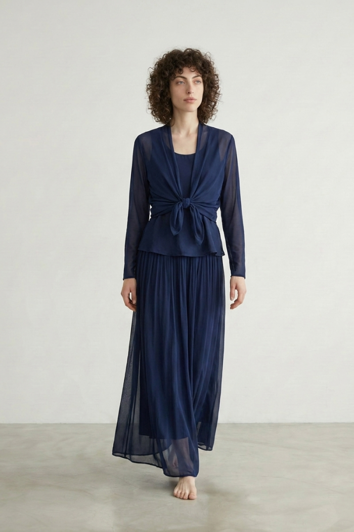 SHORT SILK CARDIGAN - NAVY, ONE SIZE