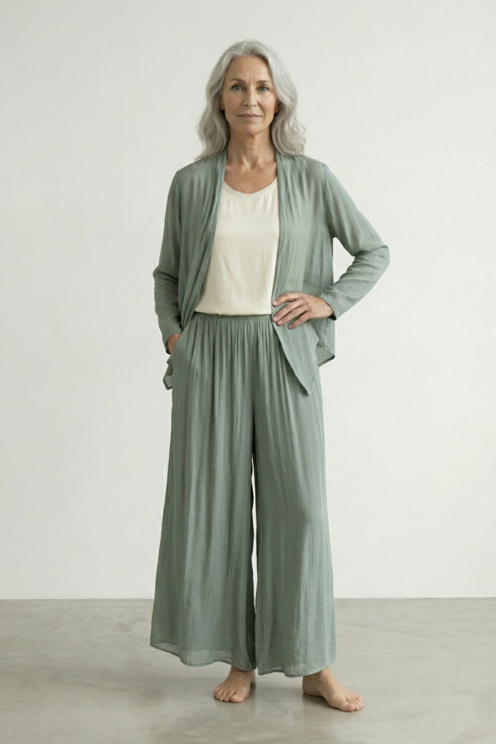 SHORT SILK CARDIGAN - KHAKI, ONE SIZE