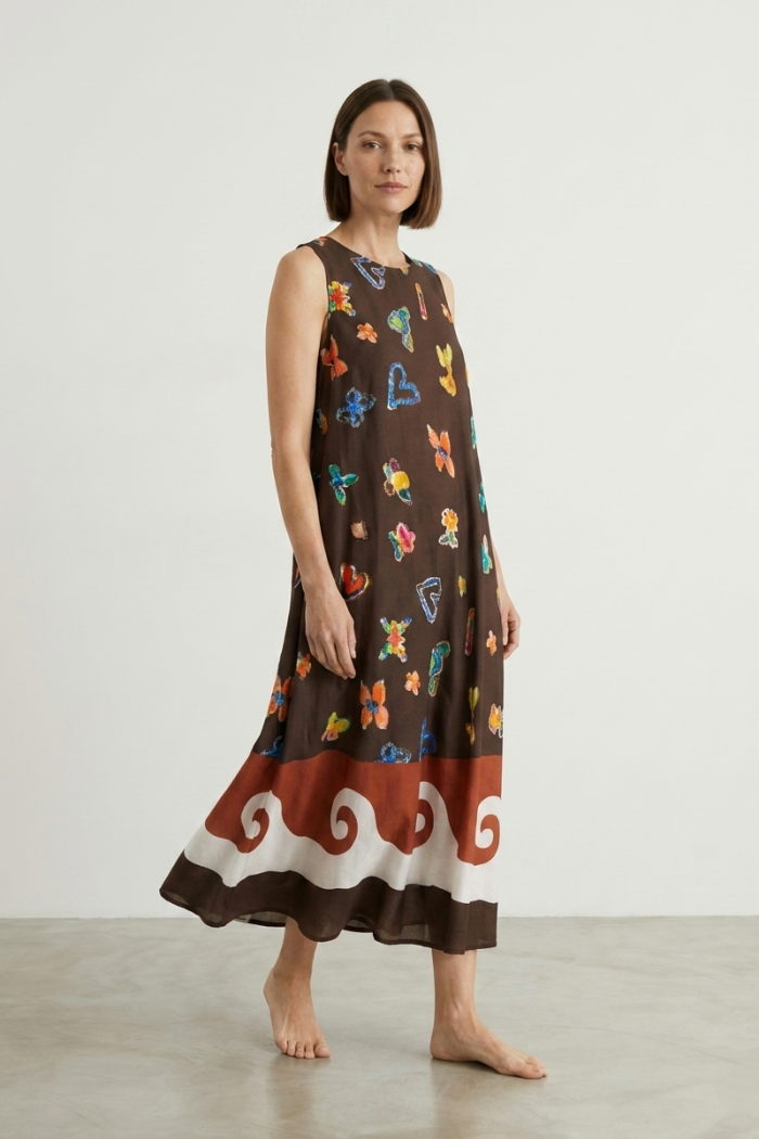 SLEEVELESS A-LINE COTTON DRESS