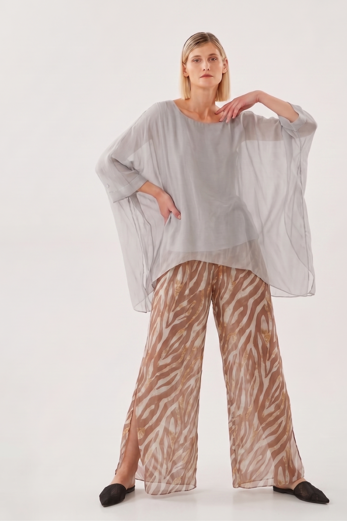 SHORT BATWING SILK TOP