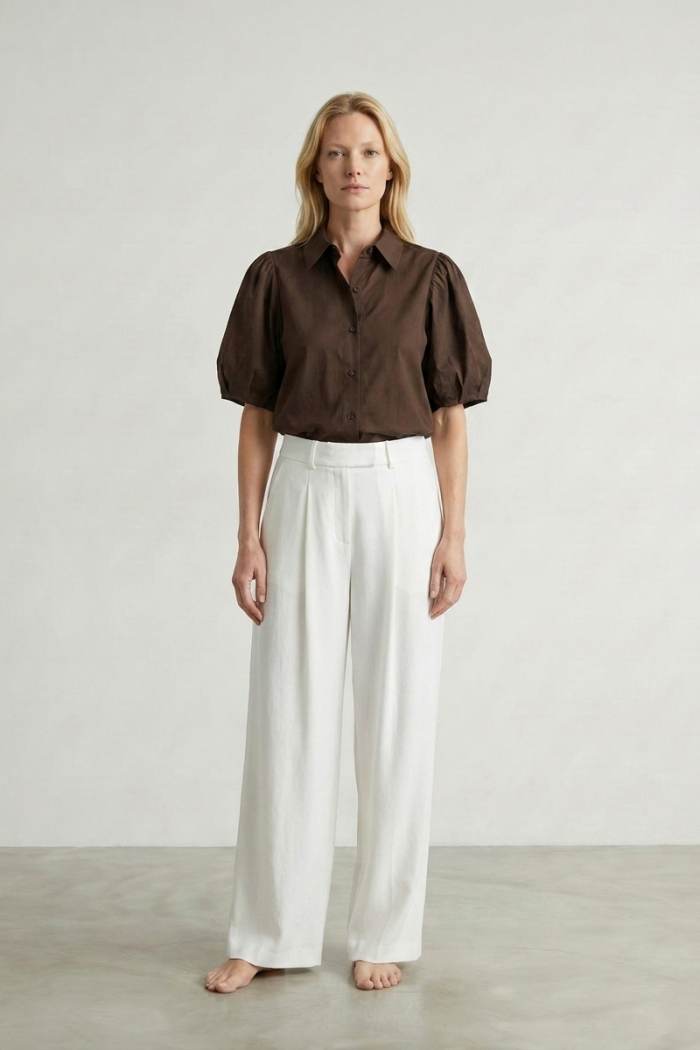 PUFF-SLEEVE COTTON SHIRT
