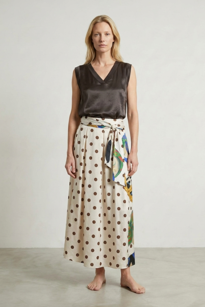 BELTED POLKA DOT SKIRT