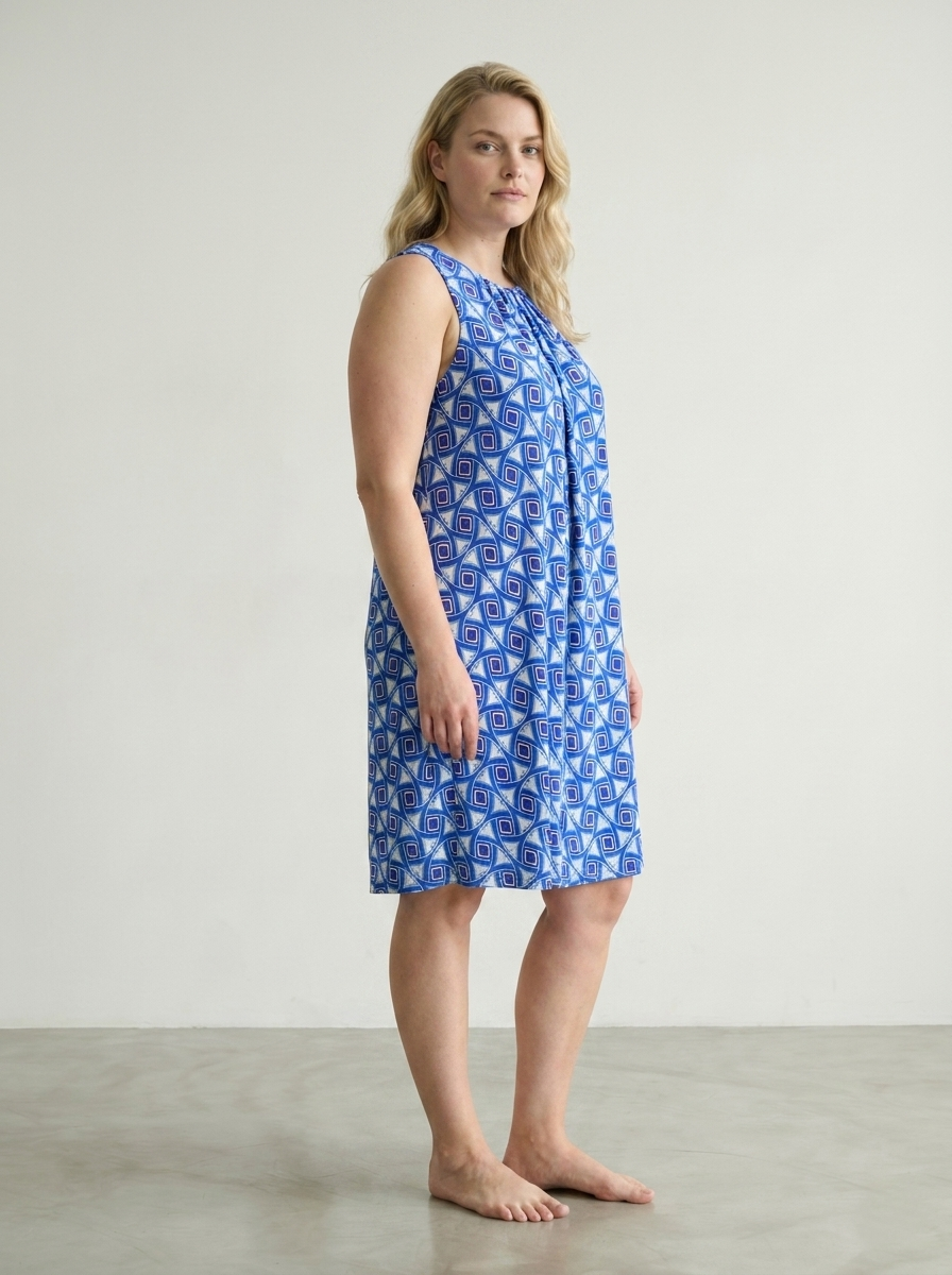 PRINTED VISCOSE TIE-NECK DRESS