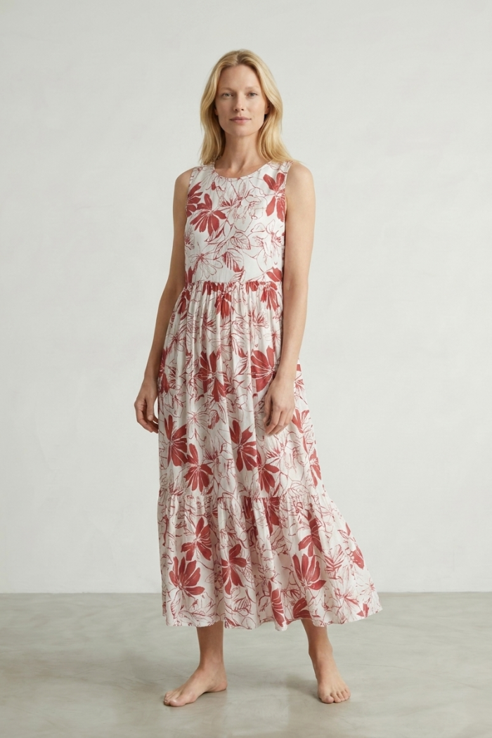 SLEEVELESS FLORAL COTTON DRESS