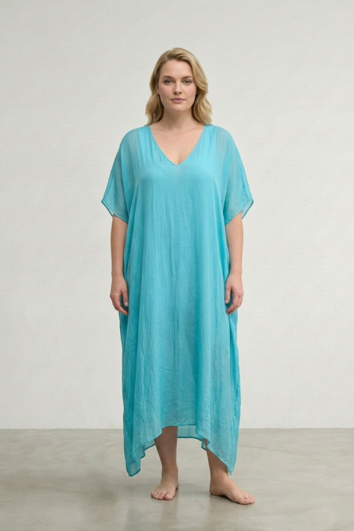V-NECK SILK MAXI DRESS