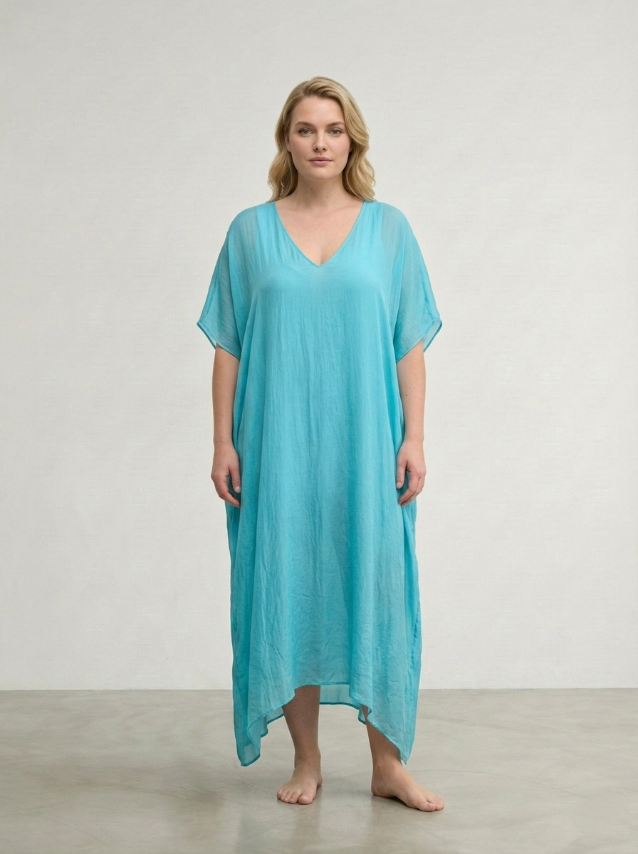 V-NECK SILK MAXI DRESS