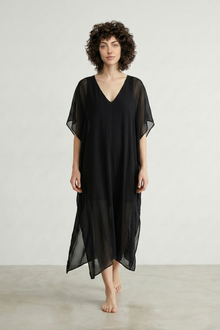 V-NECK SILK MAXI DRESS