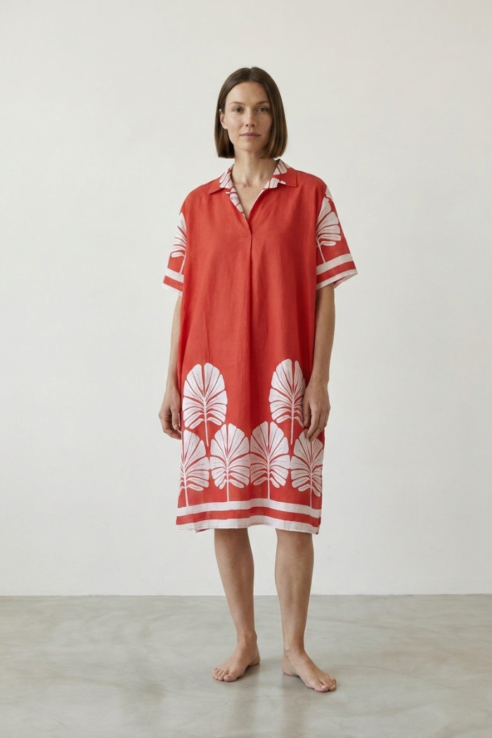 SHORT-SLEEVE COTTON DRESS
