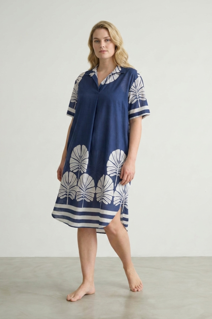 SHORT-SLEEVE COTTON DRESS