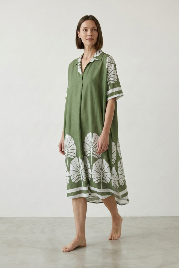 SHORT-SLEEVE COTTON DRESS