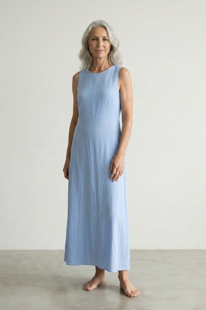 SLEEVELESS COTTON MIDI DRESS