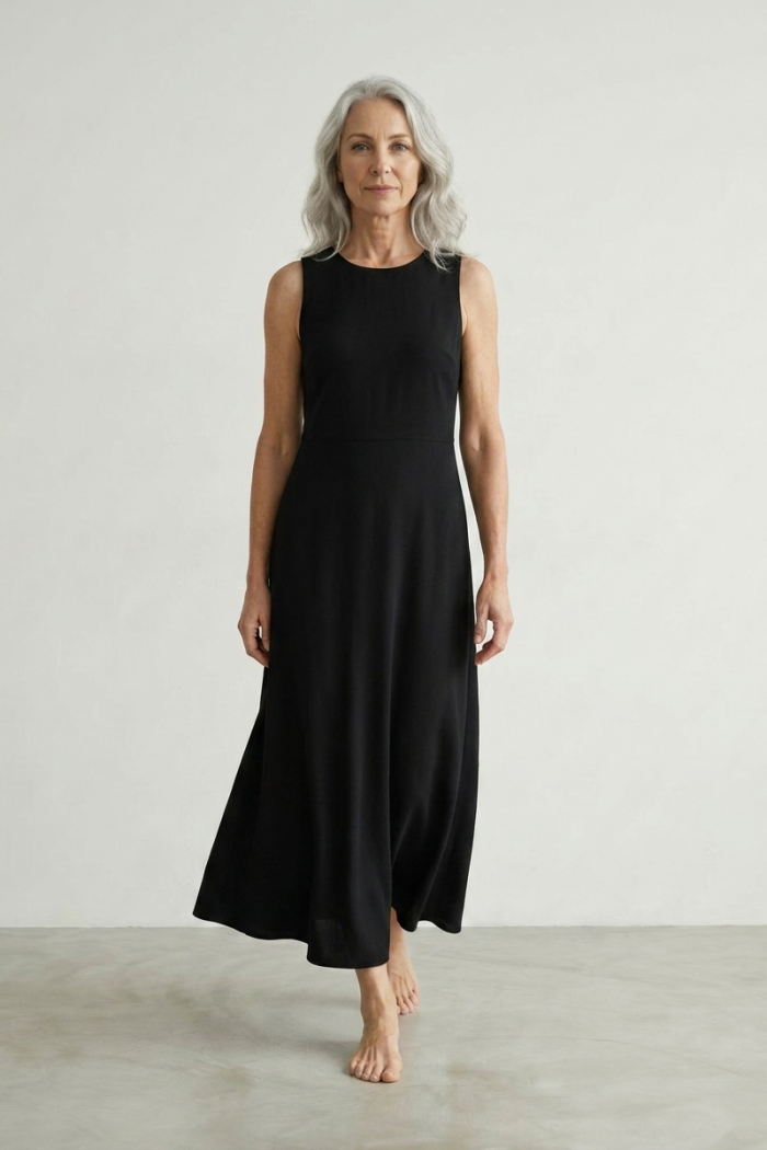 SLEEVELESS COTTON MIDI DRESS