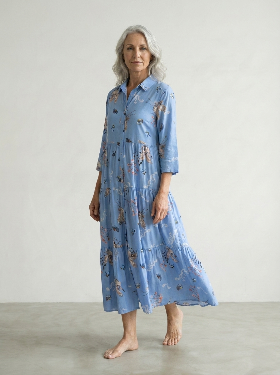 PELICAN PRINT COTTON SHIRT DRESS