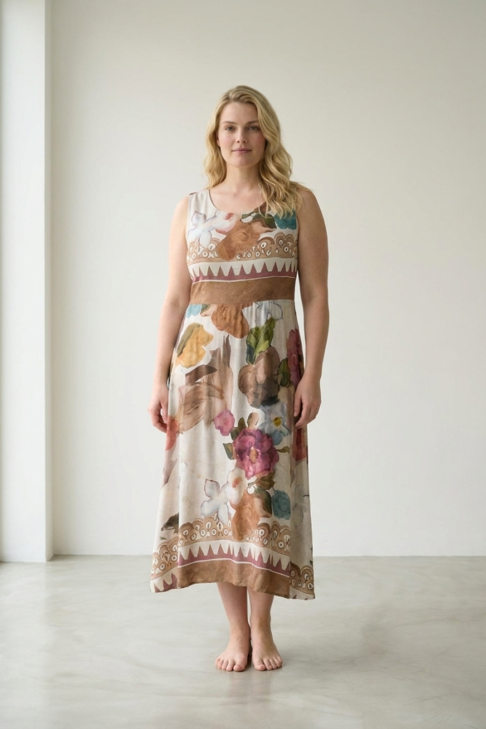 SLEEVELESS PRINTED DRESS