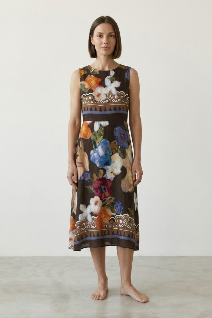 SLEEVELESS PRINTED DRESS
