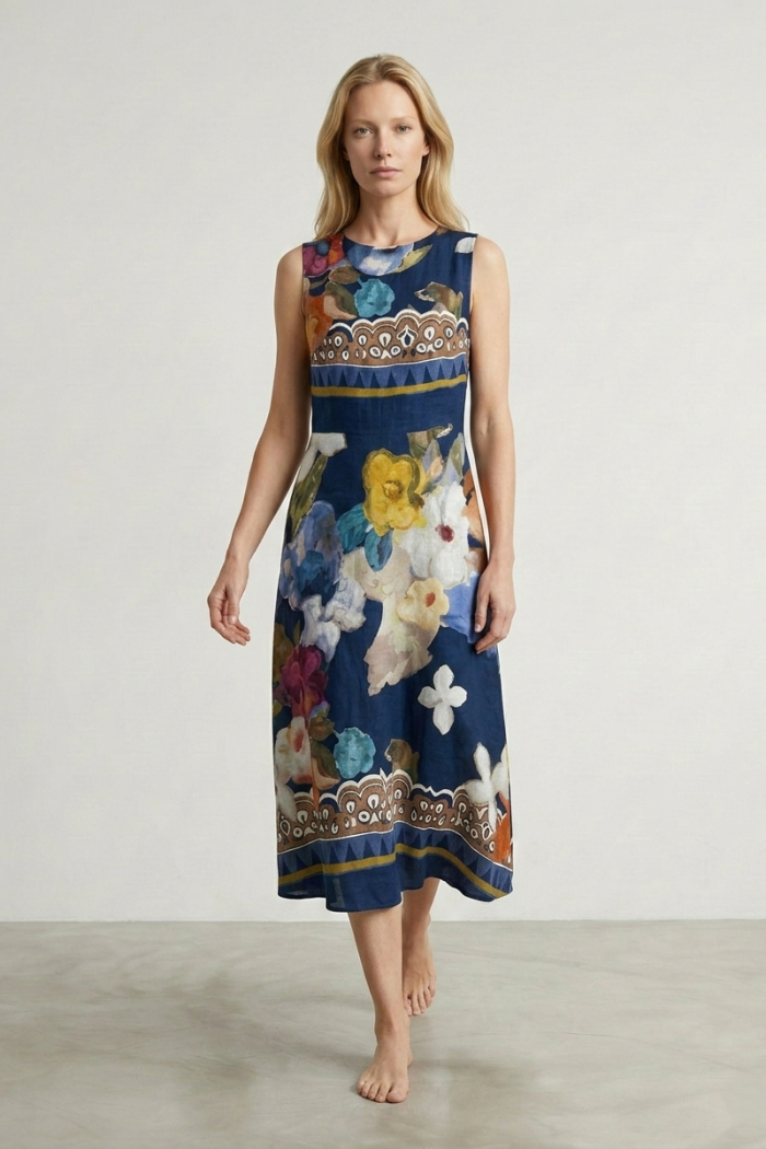 SLEEVELESS PRINTED DRESS