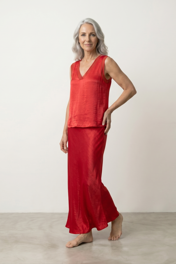 LONG SATIN SKIRT