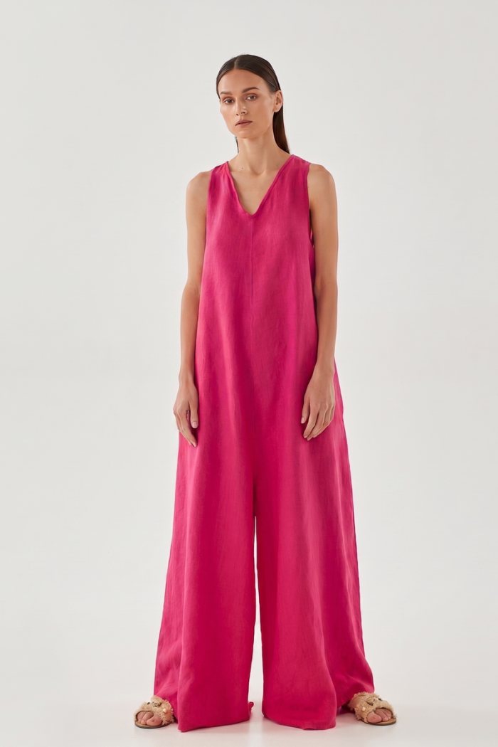 RELAXED SLEEVELESS WIDE-LEG JUMPSUIT